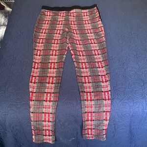 Topshop Red and Gray Plaid Pants